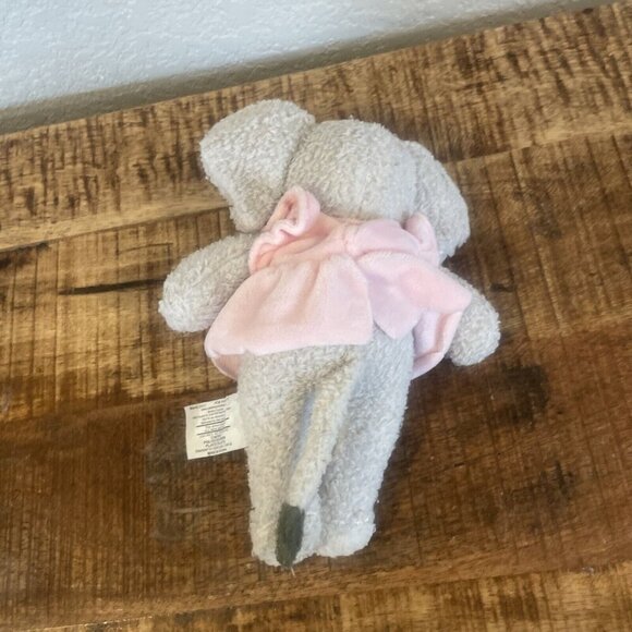 The Elephant Project Kiki Soft Gray 8” Plush Stuffed Animal Pink Dress Sewn Eyes - Picture 4 of 6